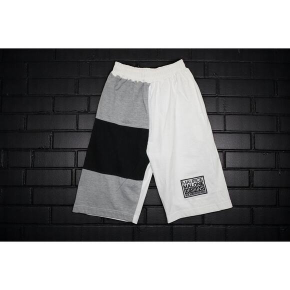 Maurice Malone Designs Colorblock Hoodie Shorts Set Men’s L White Gray Black MMI - Picture 11 of 14